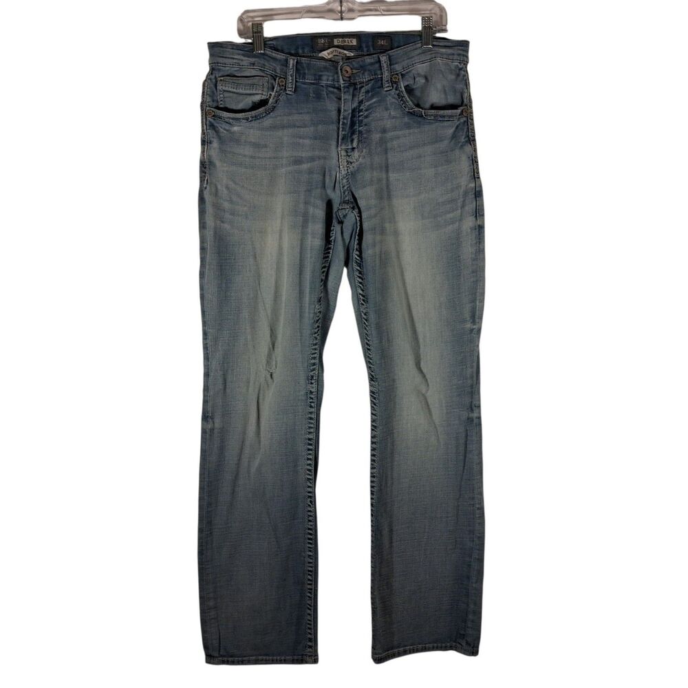 BKE Buckle Derek jeans mens 34L 34x32 blue denim bootleg boot cut MGS12108